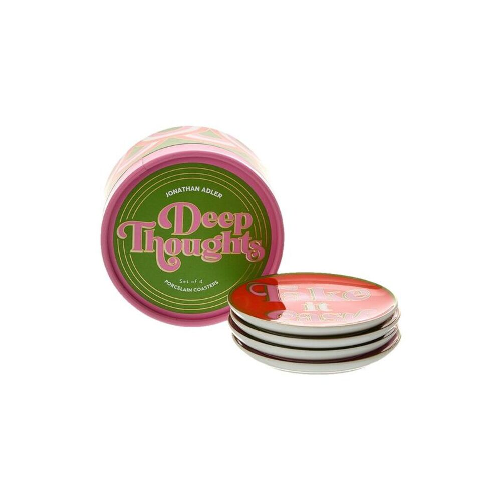 Jonathan Adler Set Of 4 Deep Thoughts Coasters, Multicolor